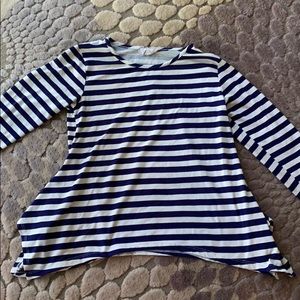 Comfy blue and white striped long sleeve, girls 10